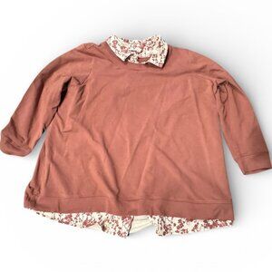Denim & Co Twofer Heavenly Jersey 2Fer Twofer Top – Women’s 3X – Red Clay Floral